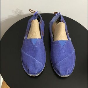 Toms Natural Burlap Blue Flats